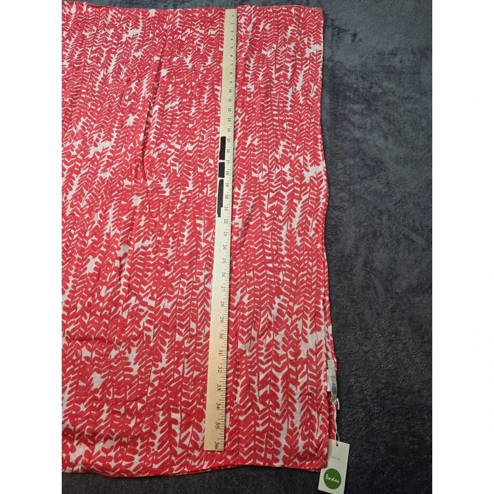 Boden Red White Leaf Print Scarf 100% Viscose Lightweight Rectangle NWT